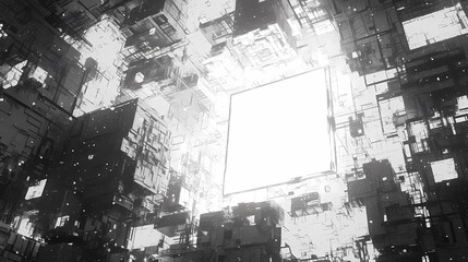 Digital technology cyberpunk glowing geometric abstract poster background