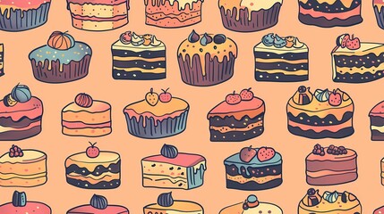 A delightful array of colorful illustrated cakes