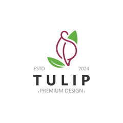 Tulip Flower bud logo with leaves design, suitable for fashion, beauty spa and boutique emblem business