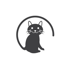black cat icon vector illustration concept design template