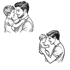 Beautiful Father and son vector silhouette isolated on white background