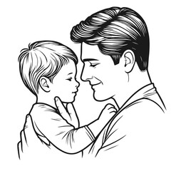 Beautiful Father and son vector silhouette isolated on white background