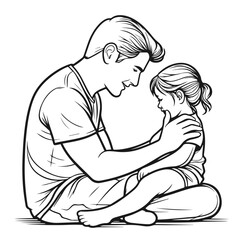 Beautiful Father and son vector silhouette isolated on white background