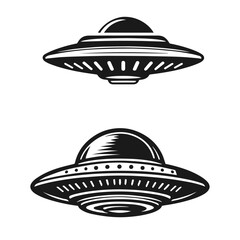 Beautiful UFO set vector silhouette isolated on white background