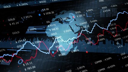 Concept business raw materials stock index with infographics animation.
