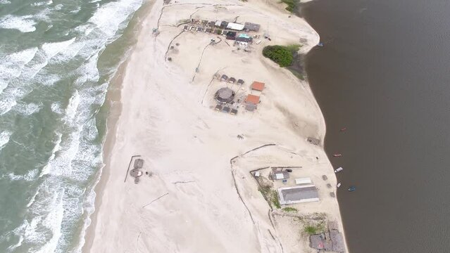 Aerial view of Cabur&eacute; Beach, Pregui&ccedil;as River - Barreirinhas, Maranh&atilde;o, Brazil