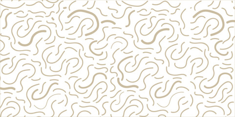 Brown line doodle seamless pattern. Creative minimalist style art background, trendy design with basic shapes. Vector illustration.
