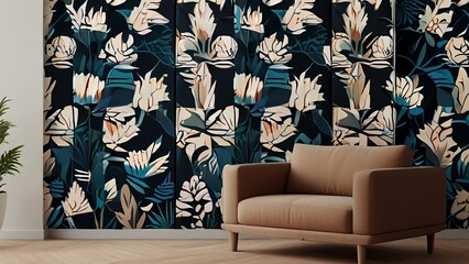 Most unique illustrations wall patterns with sofa in room