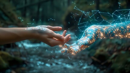 The Synthesis of Humanity and the Virtual: Hand Reaching Towards a Digital Network