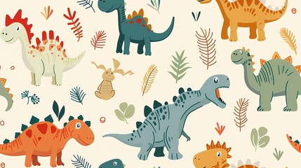 Colorful dinosaur pattern for a playful vibe