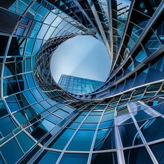Obraz premium Close-up view of architectural details, such as geometric patterns, textures, and reflections