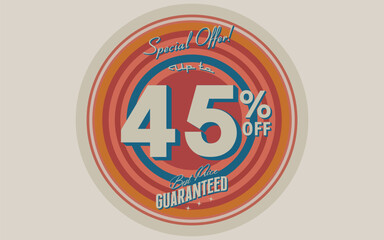 UP TO 45% OFF DISCOUNT EMBLEM STAMP VECTOR ILLUSTRATION