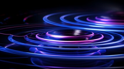 Fototapeta premium Digital technology blue and purple rotating disk poster PPT background