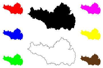 Biberach district (Federal Republic of Germany, rural district, Baden-Wurttemberg State) map vector illustration, scribble sketch Biberach map