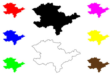 Coburg city (Federal Republic of Germany, Urban district Upper Franconia, Free State of Bavaria) map vector illustration, scribble sketch Coburg map