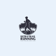 Ultra Trail running logo vector illustration on white background