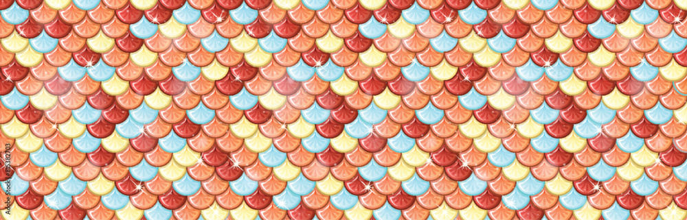 Sticker seamless pattern of multicolored fish scales