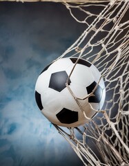 Blue Embrace: Soccer Ball Finds the Net