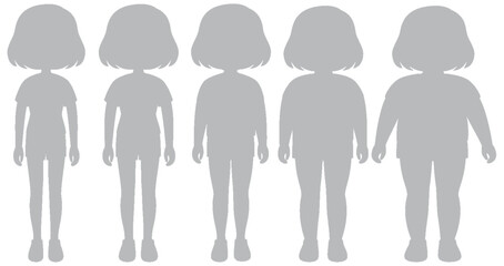 Silhouettes showing different body mass indexes