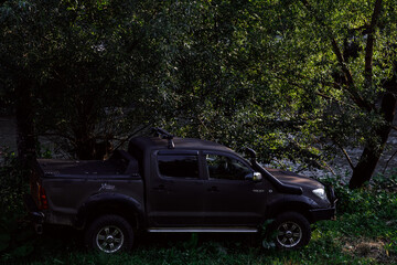 Wooden hotel in Carpathian mountains. Location: Zakarpattya region, Ukraine