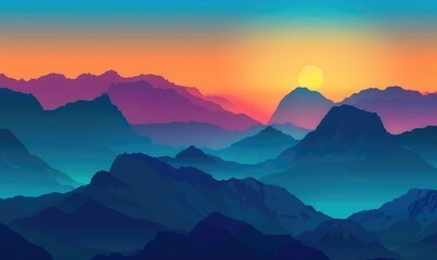 Obraz premium Mountain majesty, silhouetted against the setting sun