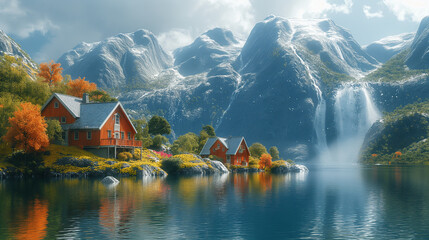 Fototapeta premium house in the mountains