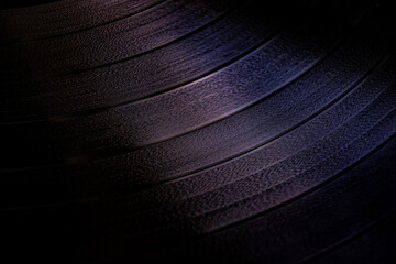 Black Vinyl record close up view