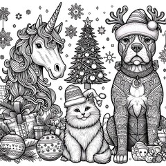 Many animals include dogs cats unicorns with ornaments art art attractive card design illustrator.
