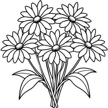 recommend clip art: Black Eyed Susan flower outline illustration coloring book page design, Azalea flower black and white line art drawing coloring book pages for children and adults
                    