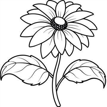 Black Eyed Susan Flower Outline Illustration Coloring Book Page Design, Azalea Flower Black And White Line Art Drawing Coloring Book Pages For Children And Adults
