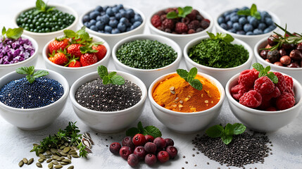 food display for cooking in a white background