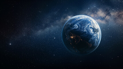 Fototapeta premium The image shows the Earth from space. The Earth is the third planet from the Sun and the only astronomical object known to harbor life.