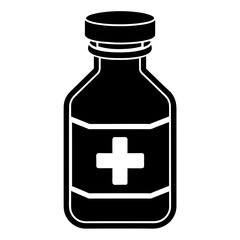 medicine bottle and glass vector icon