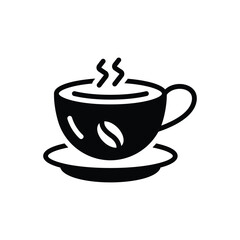 Black solid icon for coffee