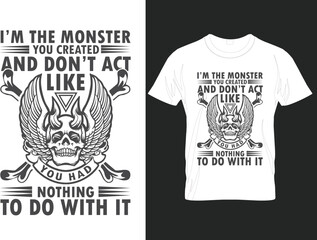 monster t shirt design fishing ,vector, retro, typography, modern, custom , cloths advertising t shirt design template.