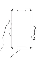 スマホを持つ手の手書きスケッチ風イラスト＿フレーム