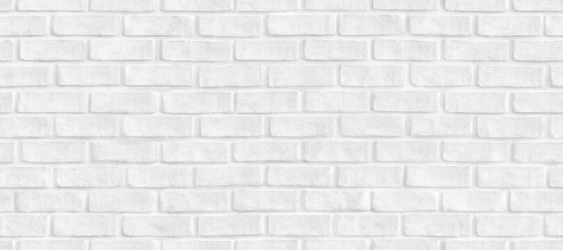 Fototapeta Seamless photorealistic white brick wall background pattern