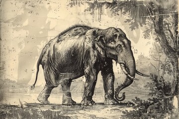 Old engraving animal, vintage illustration beauty and intricacies of animal in timeless engraved art, perfect nostalgic and classic design
