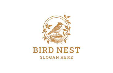 Obraz premium Bird nest logo template vector illustration design