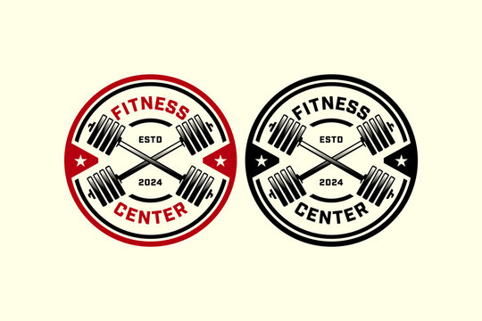 cross barbell logo design for bodybuilding, powerlifting, weightlifting, fitness and gym club