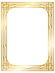 Art Deco gold frame vintage frame line geometric wedding label card frame png transparent background	