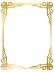 Art Deco gold frame vintage frame line geometric wedding label card frame png transparent background	