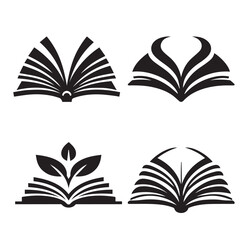 book tree silhouette on white background