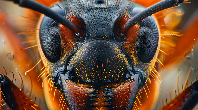 A ant face, extreme high detail close-up macro photo