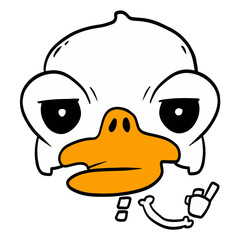 Skull, duck head, cute Funny Ducks, Printmaking Style, woodcut, cute animals  clipart vector.