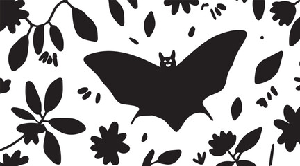 Contemporary Floral Patterns with Black Bat Flower Motif