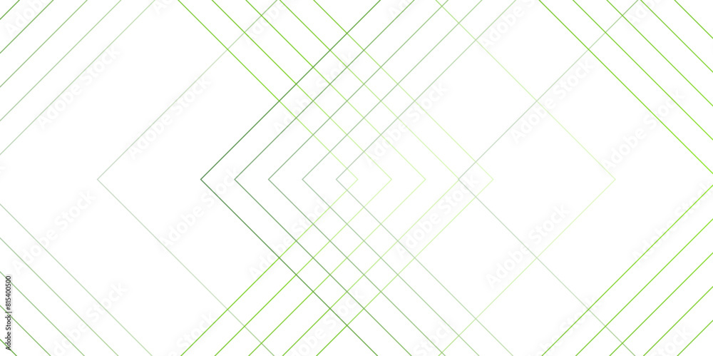 Poster Abstract minimal geometric White and Green light design background. Thin linear square diamond shape and rectangle. Futuristic modern technology background.