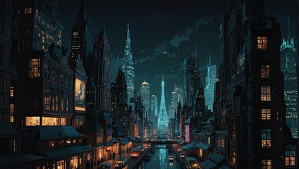 Obraz premium a fantastical cityscape 