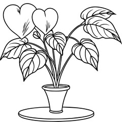 Bleeding Heart flower outline illustration coloring book page design, Bleeding Heart flower black and white line art drawing coloring book pages for children and adults
