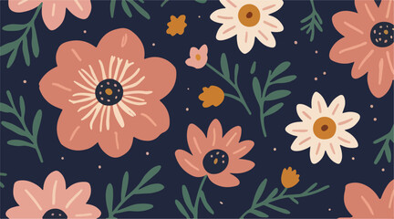 Obraz premium Kadupul Flower - Rare Sri Lankan Beauty Blooming Under Moonlight in Seamless Pattern Design.